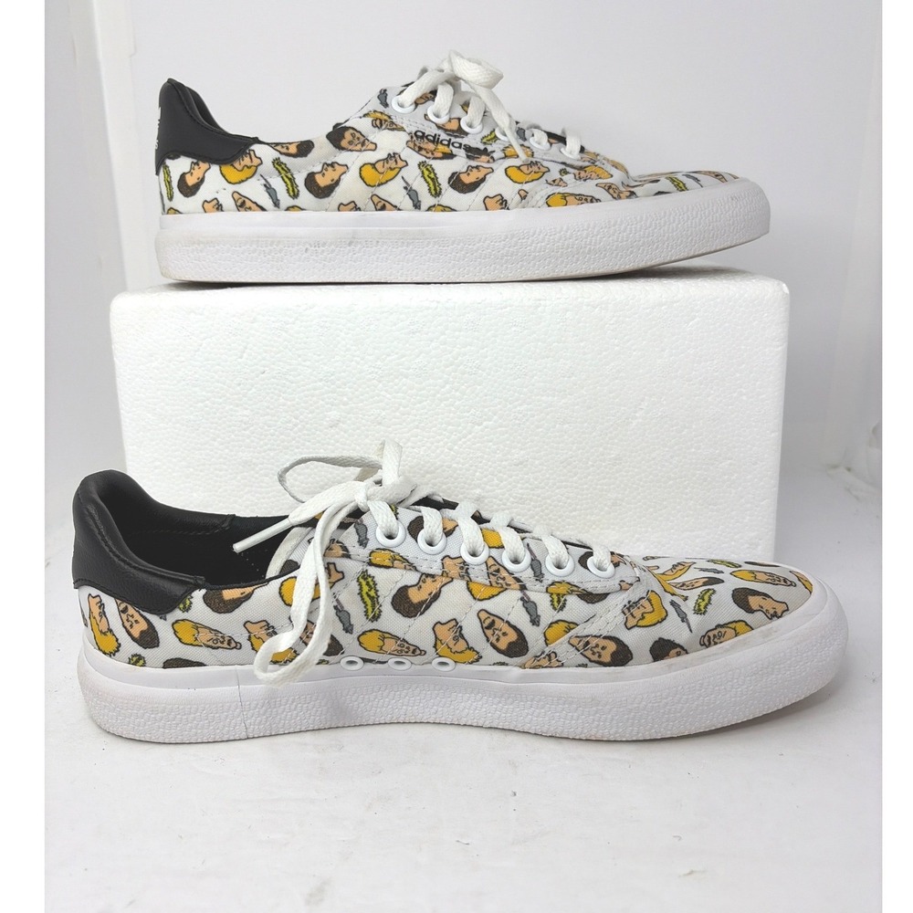 Adidas 3MC Beavis and Butt-Head Skate Shoes White Canvas DB3508 Mens 8.5 - Picture 2 of 10